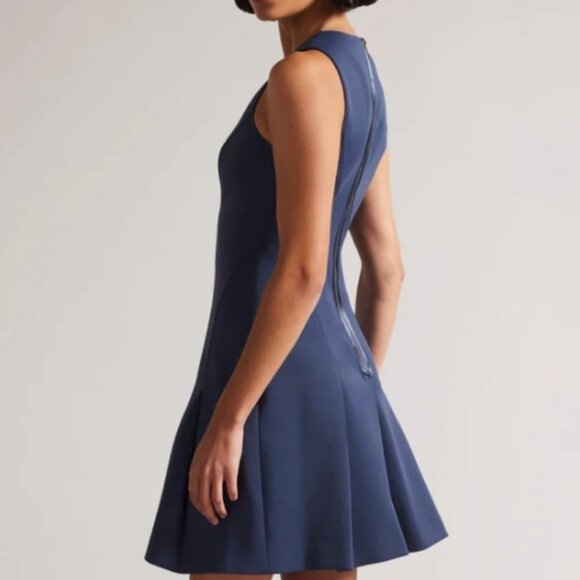 NWT Ted Baker Dark Navy Plain Neoprene Fit & Flare Skater Dress, Size 3 (US 8) - Picture 2 of 16